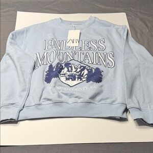 Zara Blue Endless Mountains Crewneck Sweater size 13-14 Girls